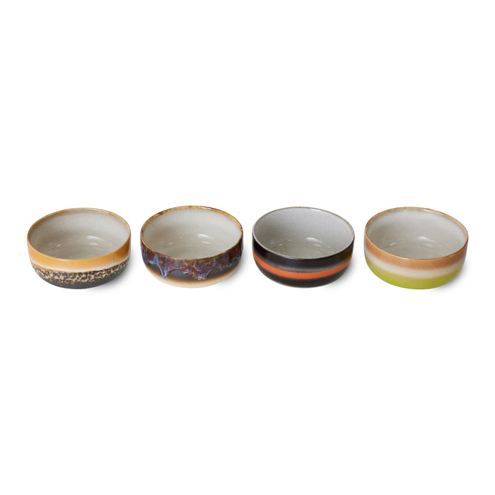 HKliving 70's Dessert Kommen Ø 12,5 cm - Set van 4 - Humus