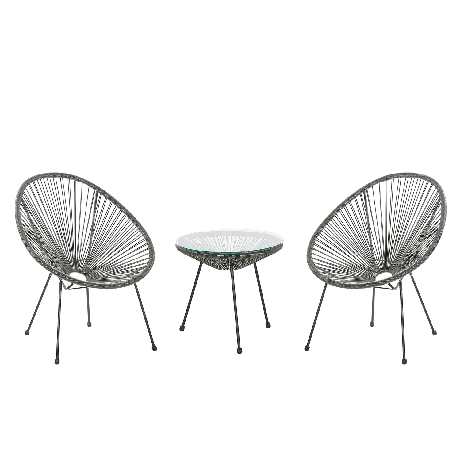 Beliani - ACAPULCO II - Bistroset voor 2 - Grijs - PE rotan
