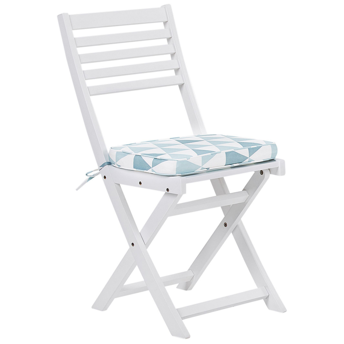 Beliani - FIJI - Bistroset voor 2 - Wit |Blauw - Acaciahout