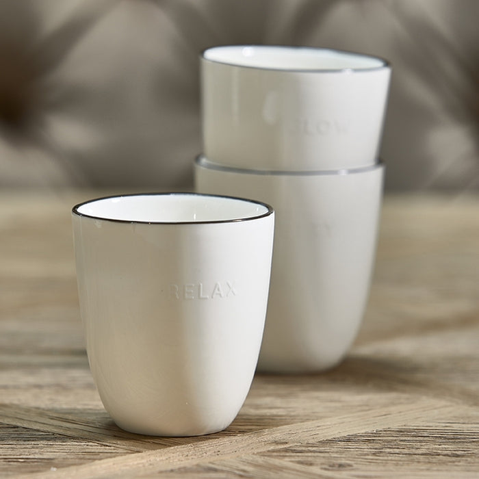 Riviera Maison Koffiemokken, Wit - Relax - 2 stuks