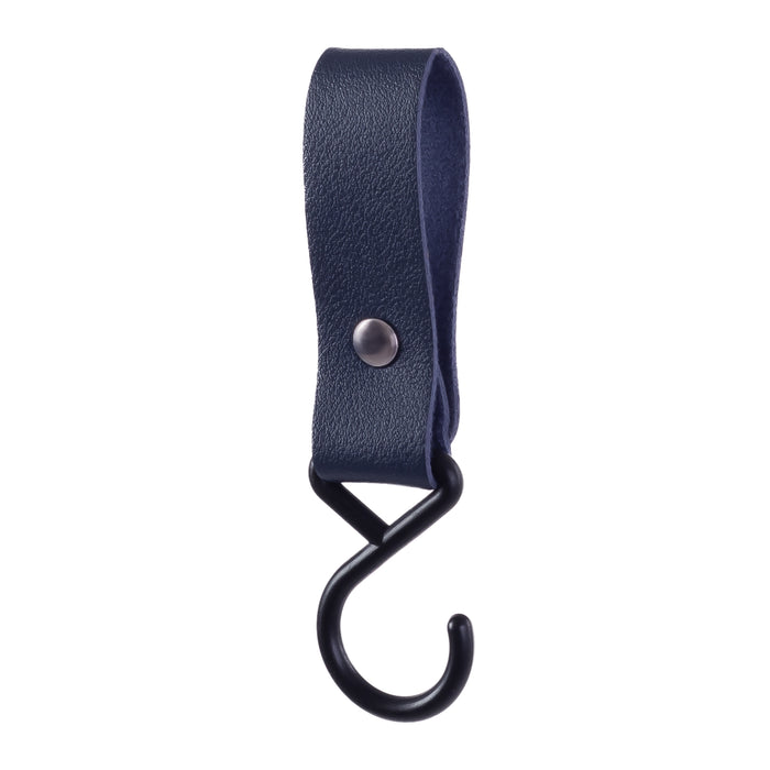 QUVIO ophanghaak met leren bandje - Blauw - Set van 4