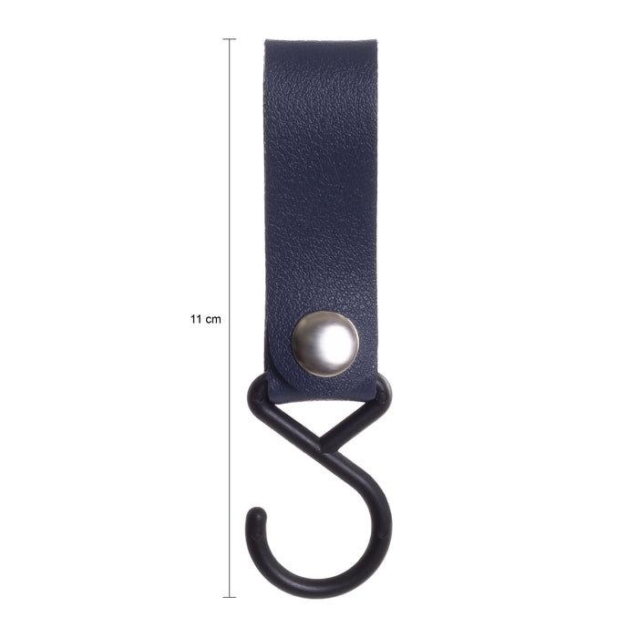 QUVIO ophanghaak met leren bandje - Blauw - Set van 4