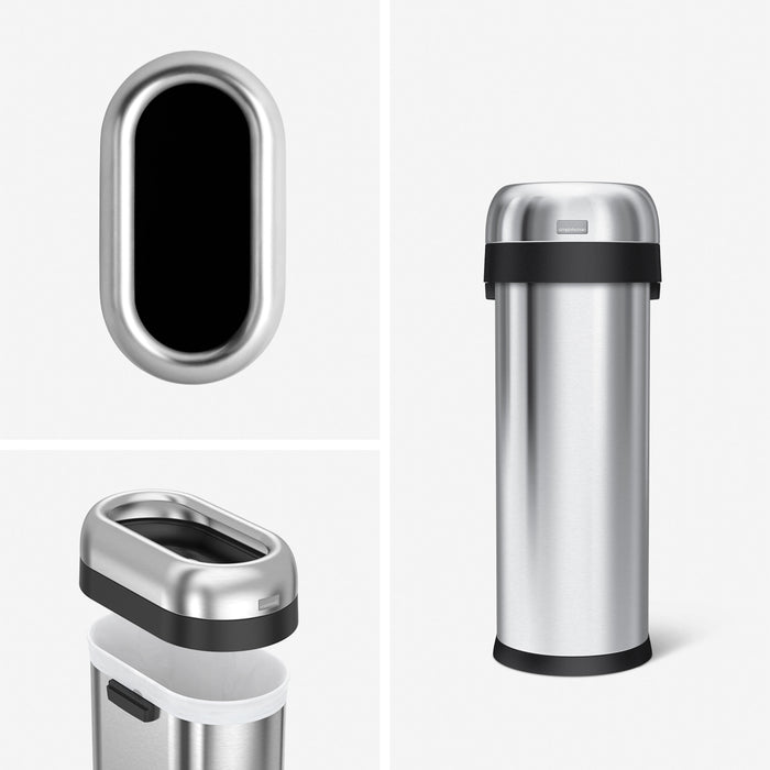 Simplehuman Afvalemmer Bullet Open Top RVS Slimline, 50 liter