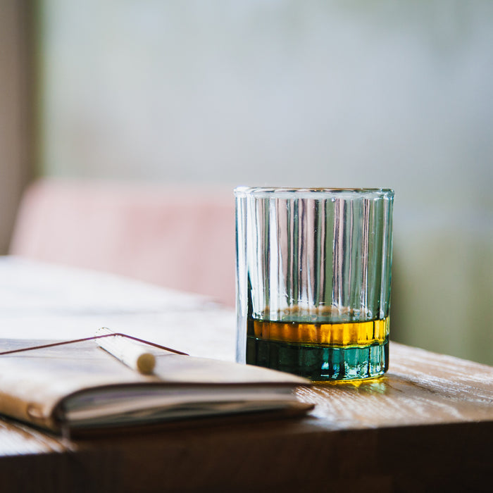 Brût Homeware, Set van 4, Whiskey Tumbler Reed 25 CL, groen