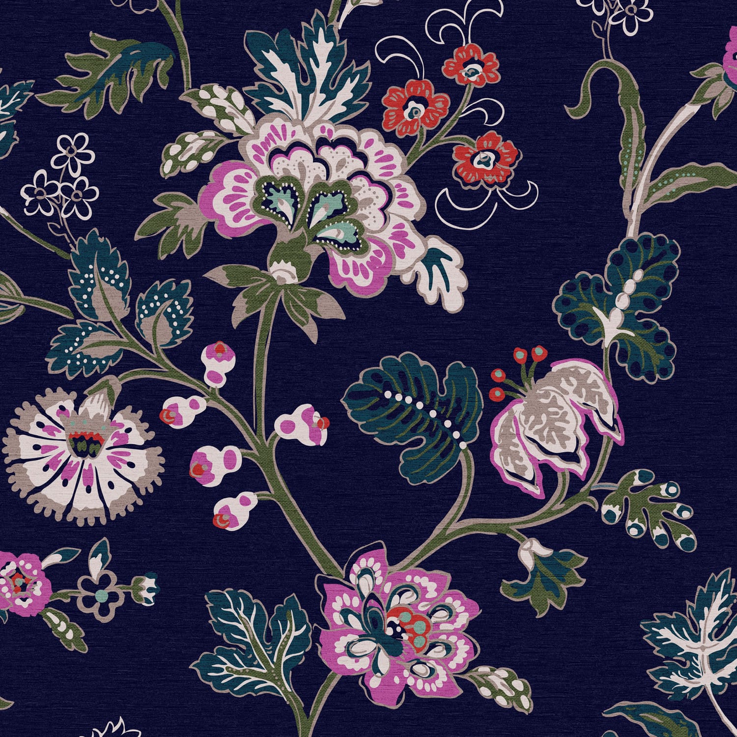 Joules vliesbehang Vine Cottage Floral Royal Navy