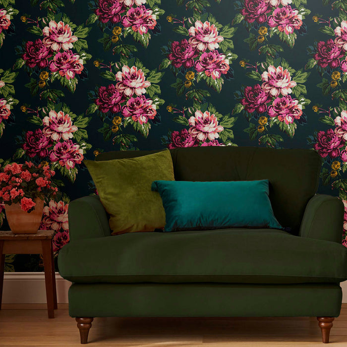 Joules vliesbehang Invite Floral Peacock