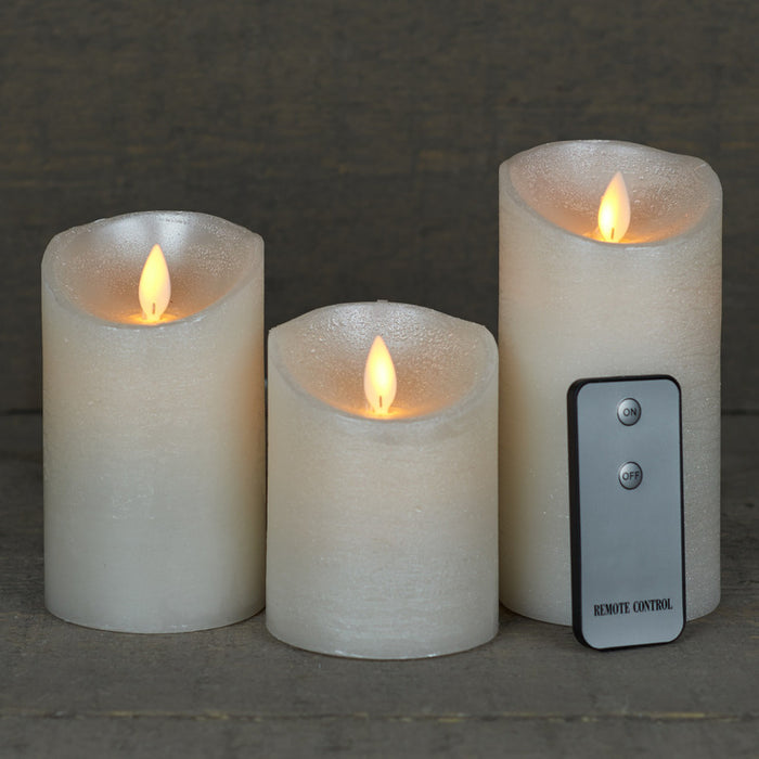 Anna's Collection Stompkaarsen - 3x - creme|parel wit - LED