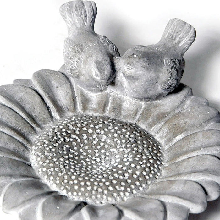 Mega CollectionsAA vogelbad|voederschaal - bloem - grijs - D23 cm