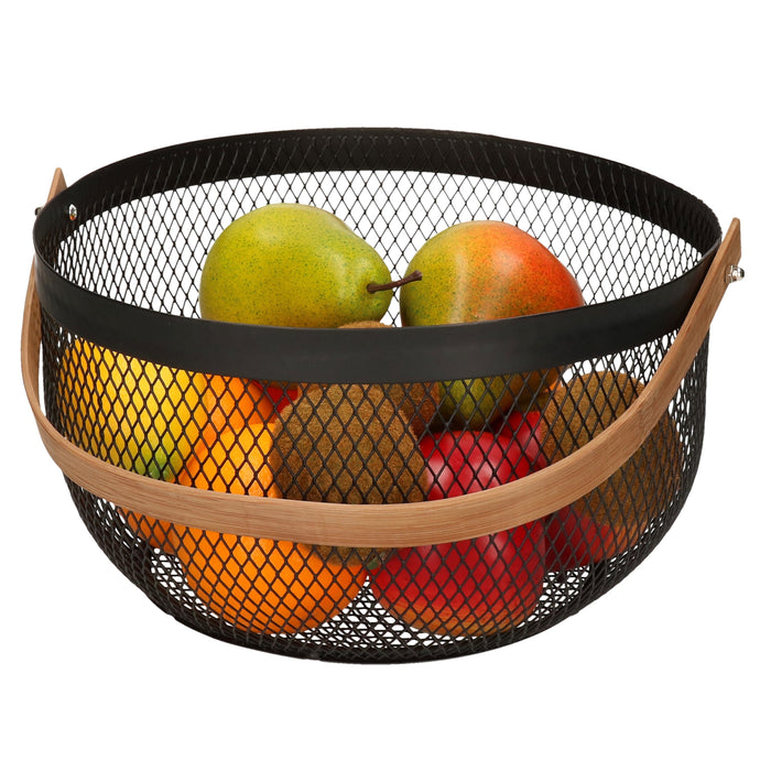 Five - Zwarte fruitmand met handvat
