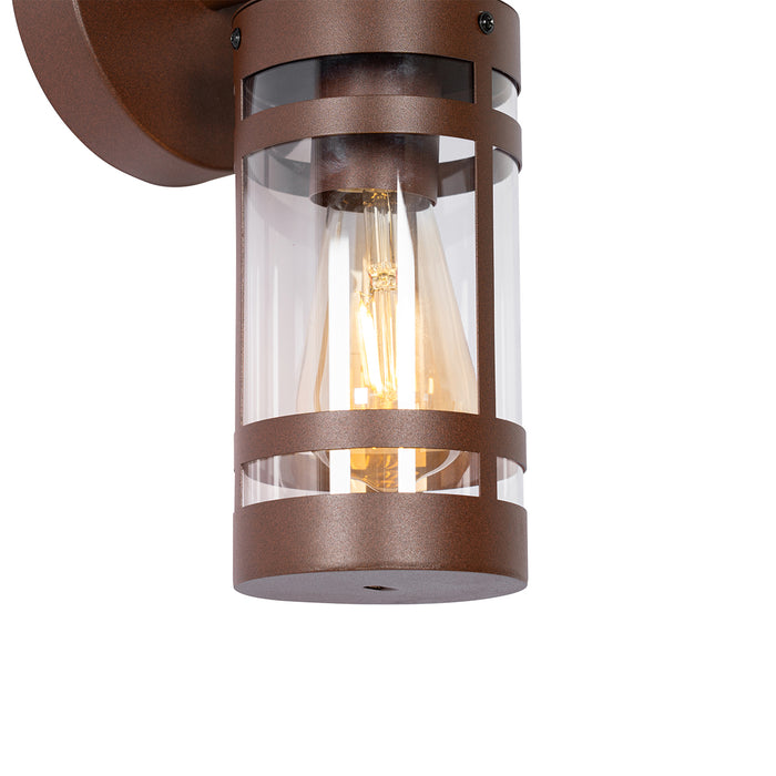 QAZQA Buiten wandlamp roestbruin IP44 met schemersensor - Ruben