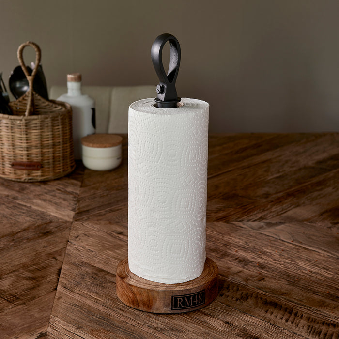 Rivièra Maison - Keukenrolhouder Bedford, B06 - Zwart, H40 - Hout en IJzer, Hoogte 35 cm