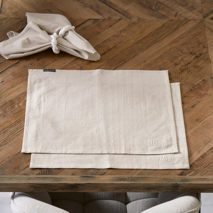 Riviera Maison Placemat set Katoen Plain - Whisper Flax - Beige