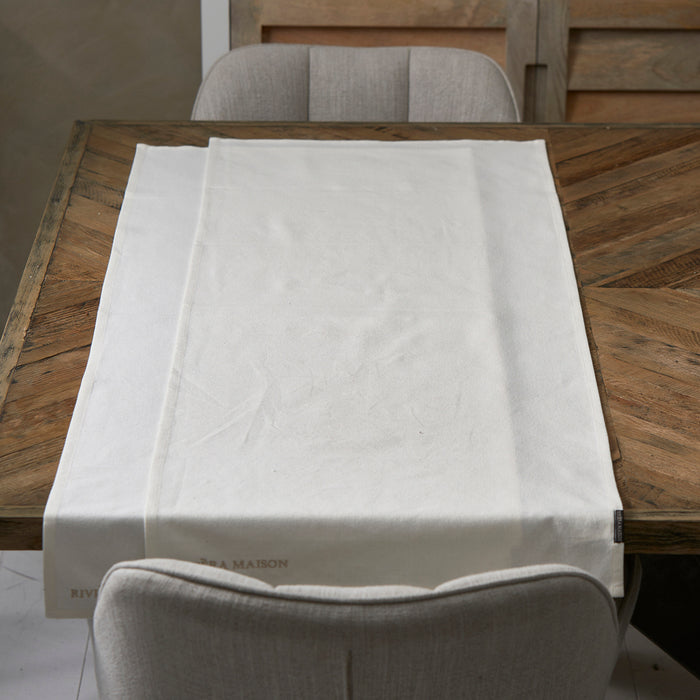 Riviera Maison Textiele Tafelloper 2 stuks - whisper white - Wit
