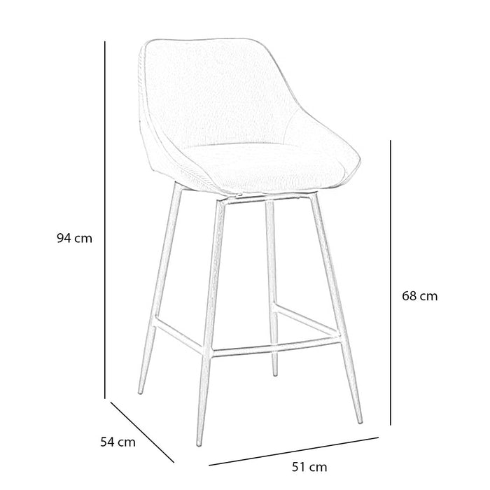 Bronx71 Barkruk draaibaar Luna ribstof zwart 68 cm