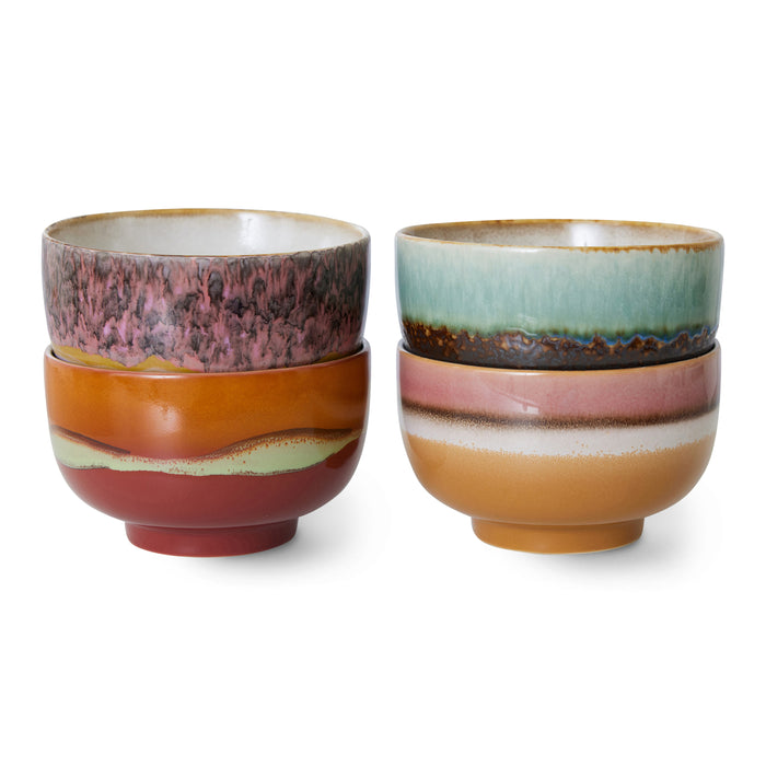 HKliving 70's Noodle Kommen Ø 13,5 cm - Set van 4 - Geyser