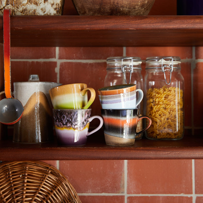 HKliving 70's Cappuccinomok 0,3 L - Set van 4 - Solid