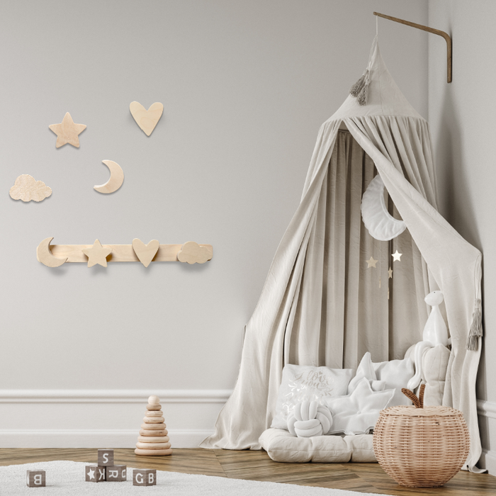 Houten wandhaken kinderkamer | Natuur - blank