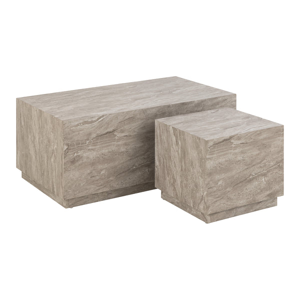 by fonQ Dice Bijzettafel Set van 2 - Rechthoekig - Grijs