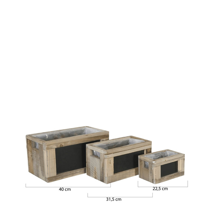 DKNC - Plantenbak Ariana - Hout - 40x22x20,5 - Set van 3 - Bruin