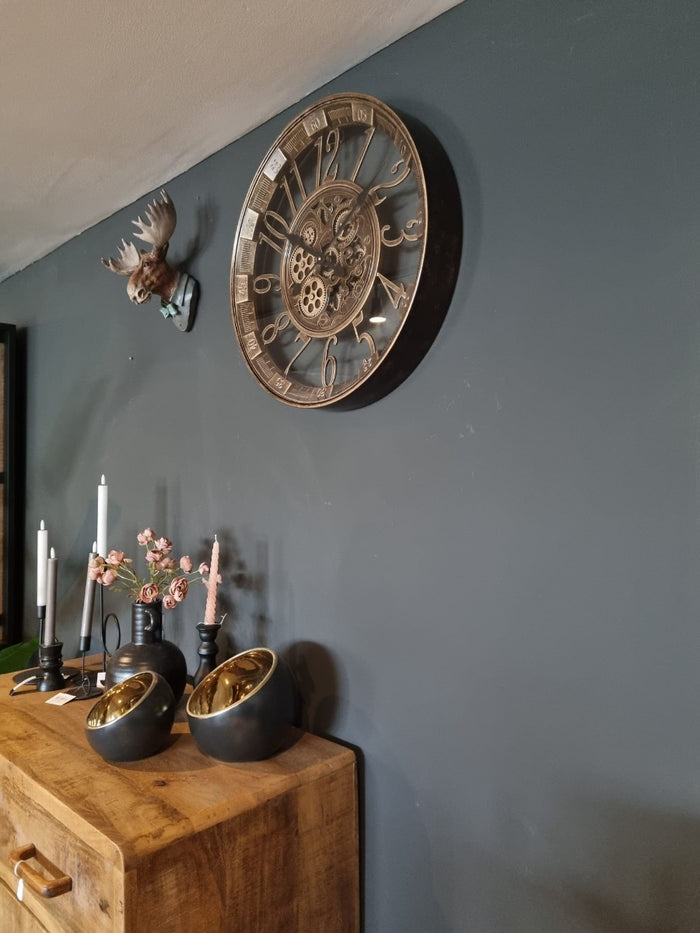 Van der Velde Klok industrieel Ylva Open - wandklok Goud - klok met…