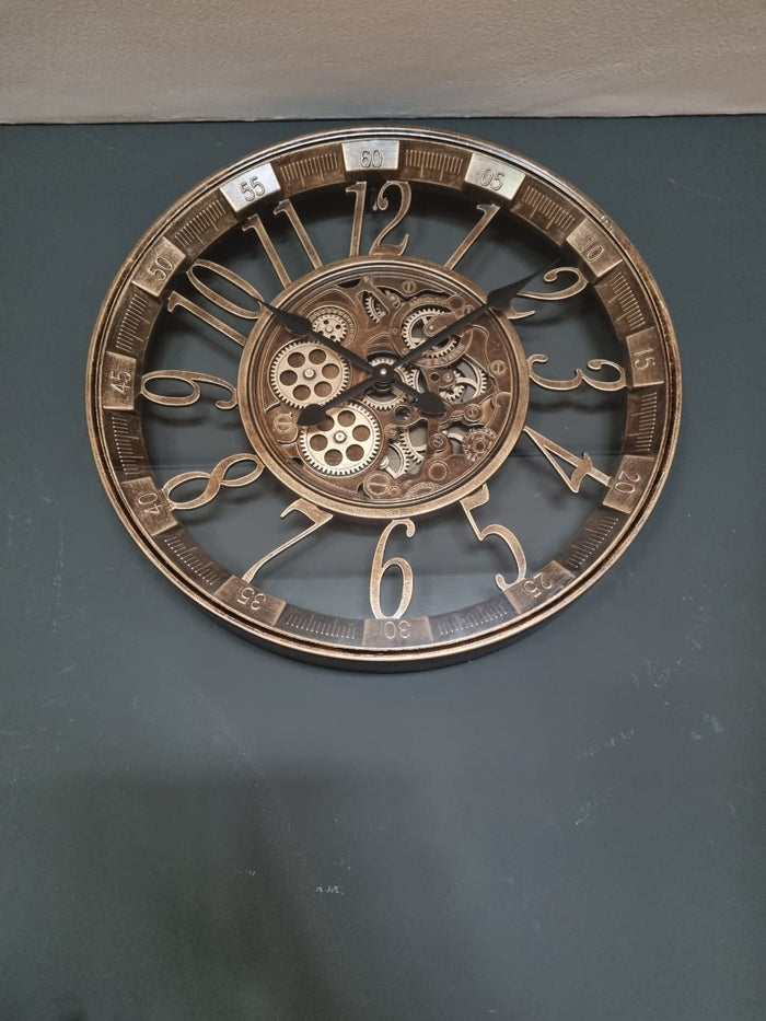 Van der Velde Klok industrieel Ylva Open - wandklok Goud - klok met…