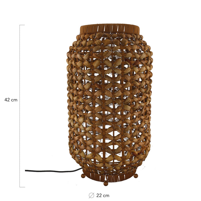 DKNC - Tafellamp Suluc - waterhyacint - 22x22x42cm - Bruin