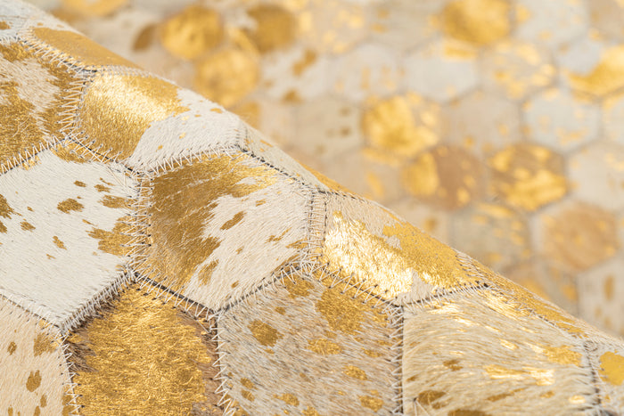 Reliving Vloerkleed Tapijt Metallic Goud Crème Hexagon  Ravi 400-In