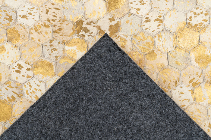 Reliving Vloerkleed Tapijt Metallic Goud Crème Hexagon  Ravi 400-In