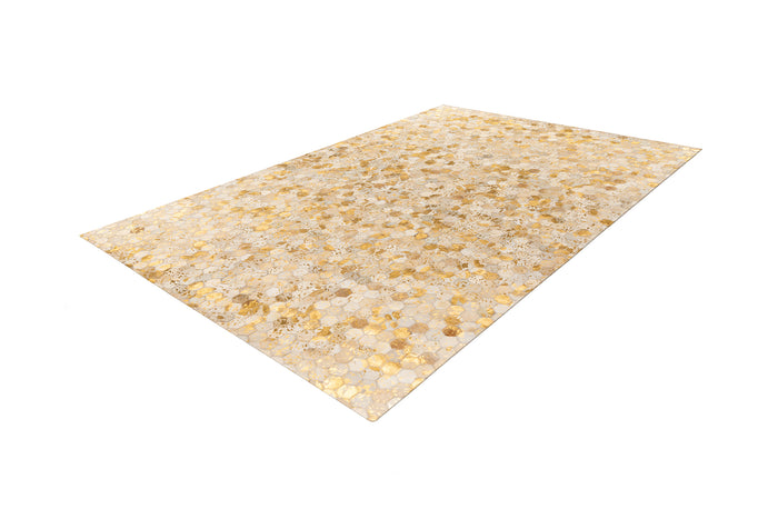 Reliving Vloerkleed Tapijt Metallic Goud Crème Hexagon  Ravi 400-In