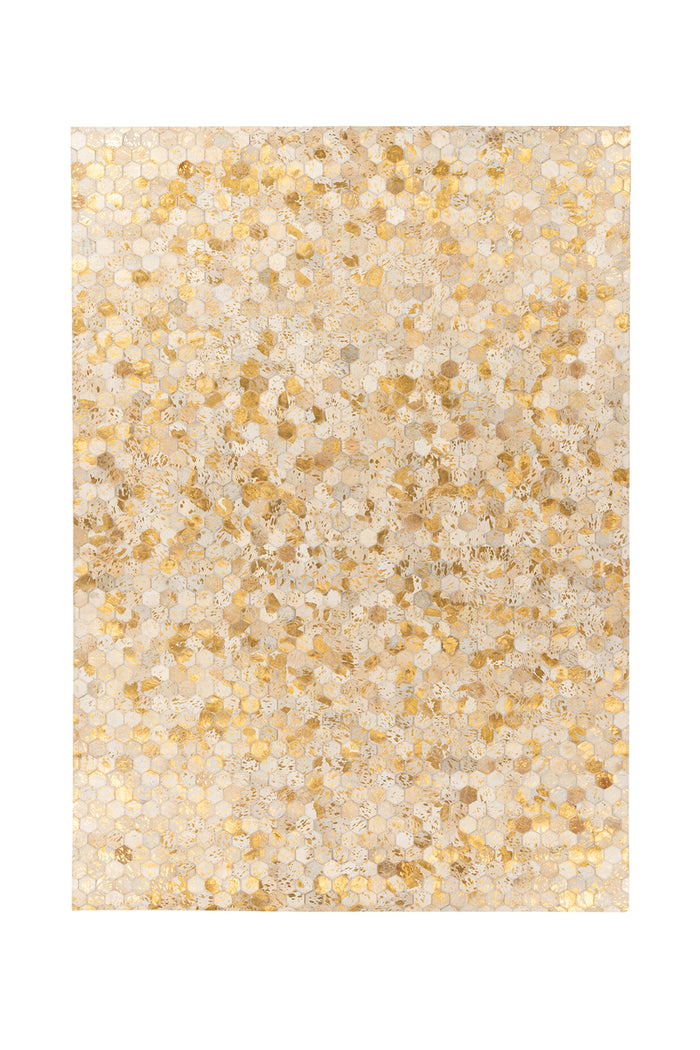 Reliving Vloerkleed Tapijt Metallic Goud Crème Hexagon  Ravi 400-In