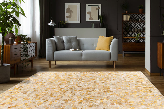 Reliving Vloerkleed Tapijt Metallic Goud Crème Hexagon  Ravi 400-In