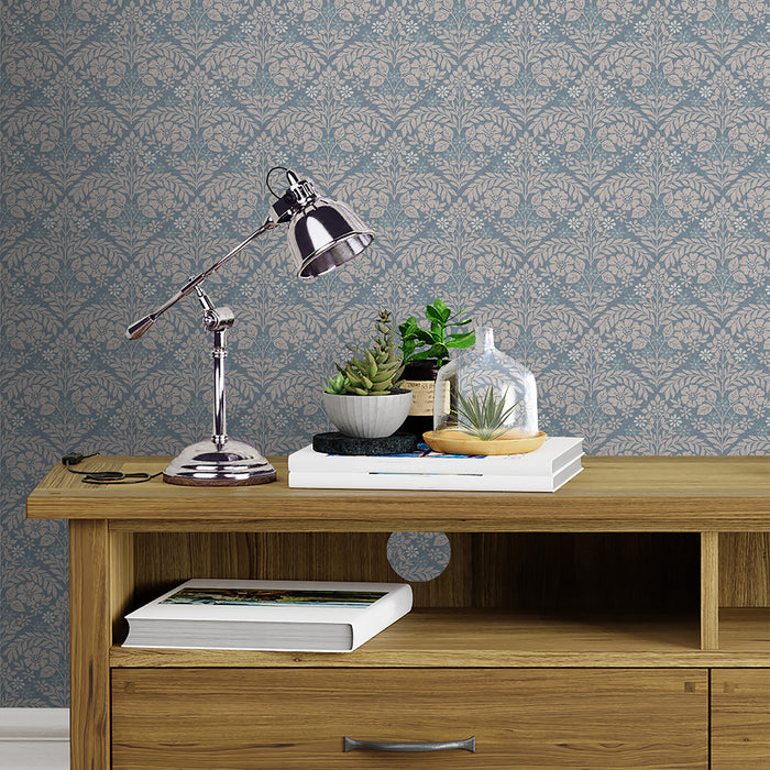 Laura Ashley Margam Behang - Bloemen - 10mx52cm - Blauw