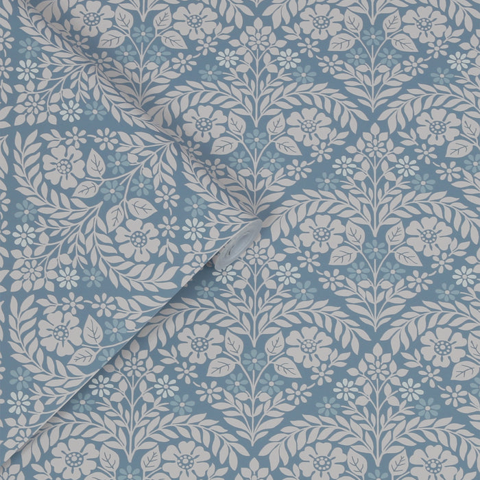 Laura Ashley Margam Behang - Bloemen - 10mx52cm - Blauw