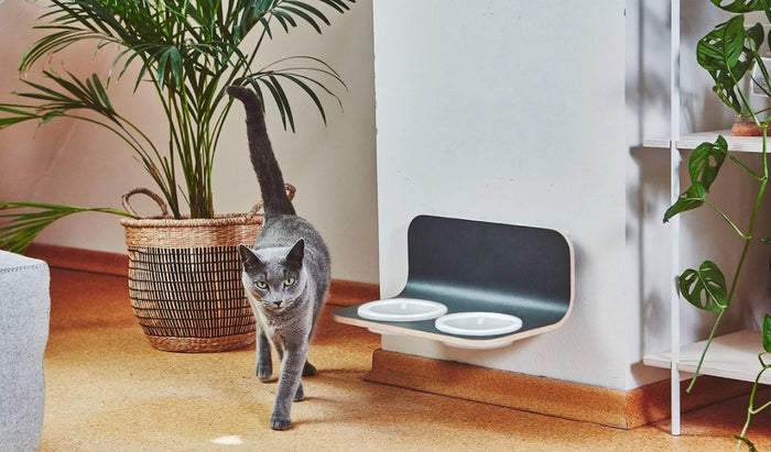MiaCara Arco kattenvoerbak wand porselein wit