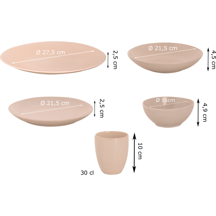 Mammoet Serviesset Spirit Stoneware 6-persoons 30-delig Wit