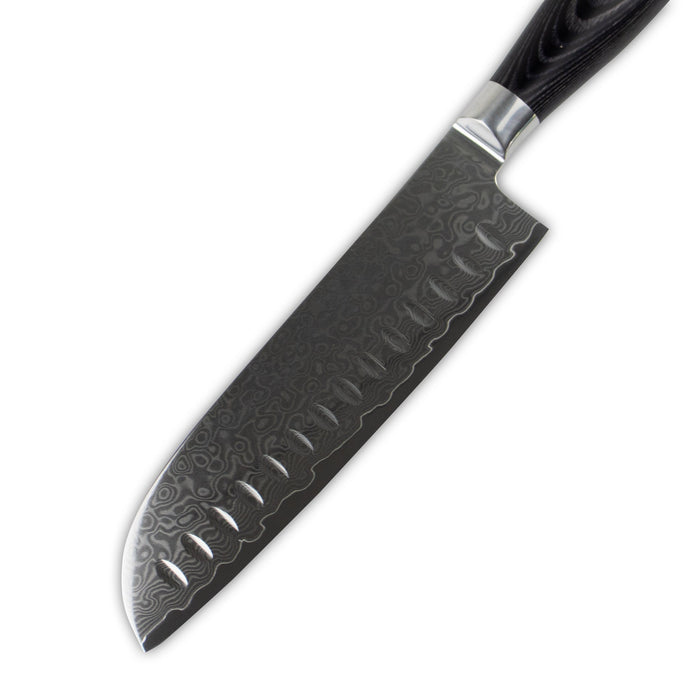 Shinrai Japan -  Damast Pakka Wood - Damascus Santoku 18 cm