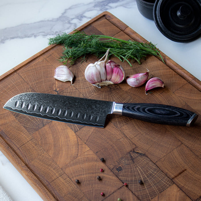 Shinrai Japan -  Damast Pakka Wood - Damascus Santoku 18 cm