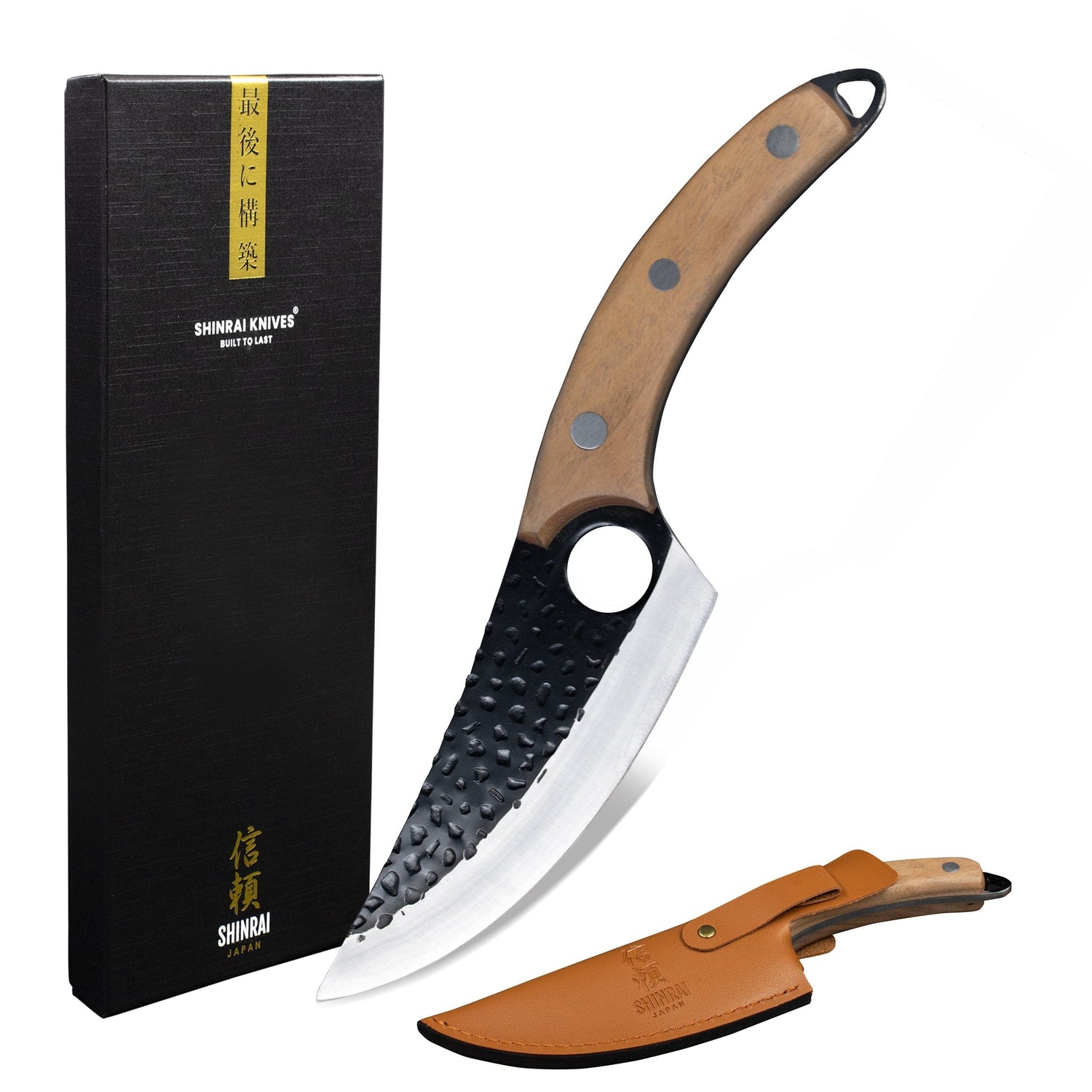 Shinrai Japan - RVS Gladiator Series - Koksmes met holster - Bruin