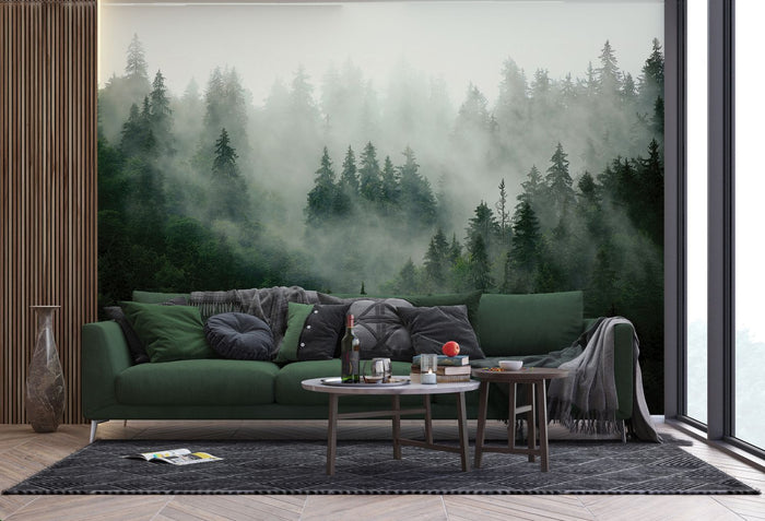 Sanders & Sanders fotobehang berglandschap met bomen groen - 3,75 x 2,