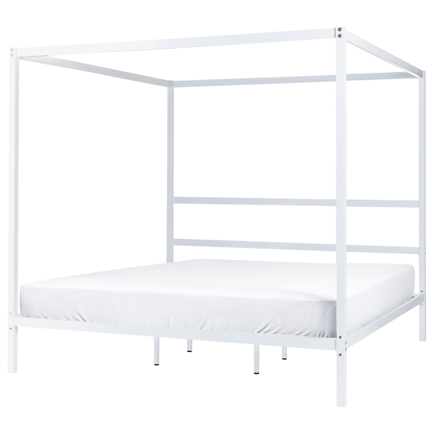 Beliani - LESTARDS - Hemelbed - Wit - 180 x 200 cm - Staal