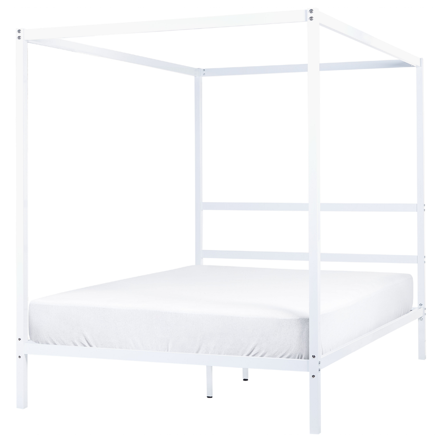 Beliani - LESTARDS - Hemelbed - Wit - 140 x 200 cm - Staal