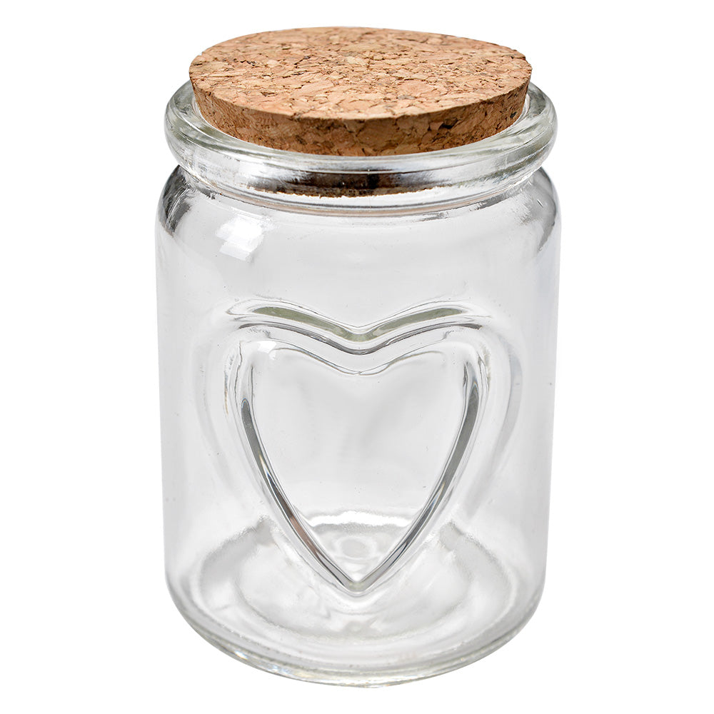 Clayre & Eef Voorraadpot Ø 7x10 cm Transparant Glas Hartjes