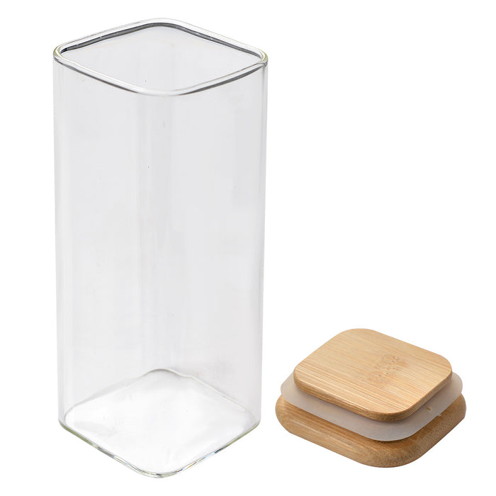 Clayre & Eef Voorraadpot  6x6x15 cm Transparant Glas Voorraadbus