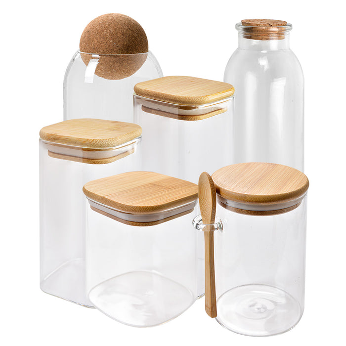 Clayre & Eef Voorraadpot  6x6x15 cm Transparant Glas Voorraadbus