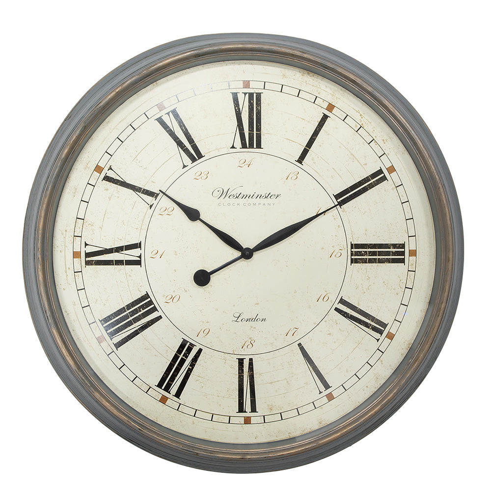 Clayre & Eef Wandklok  Ø 76x6 cm Grijs Beige Kunststof Glas