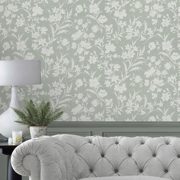 Laura Ashley Rye Behang - Bloemen - 10mx52cm - Groen