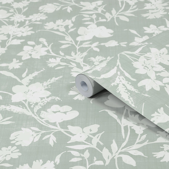 Laura Ashley Rye Behang - Bloemen - 10mx52cm - Groen