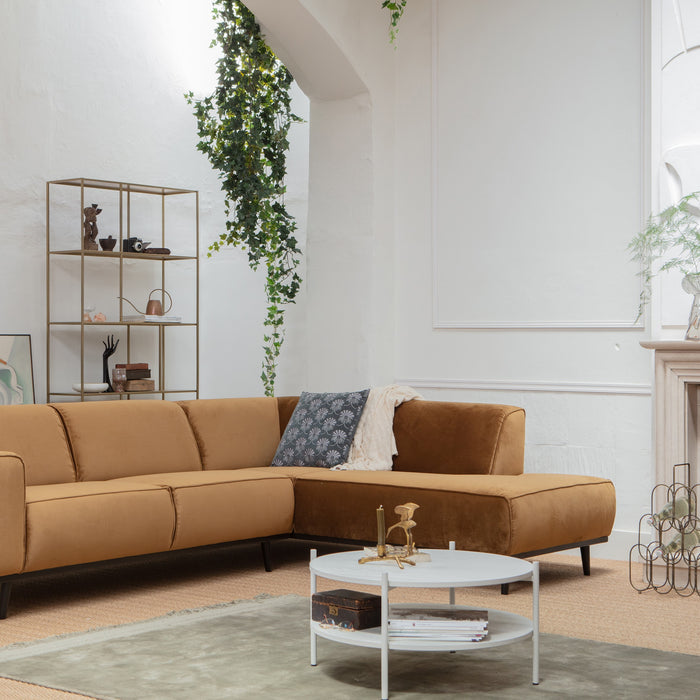 WOOOD Statement Hoekbank Rechts - Fluweel - Honey Yellow