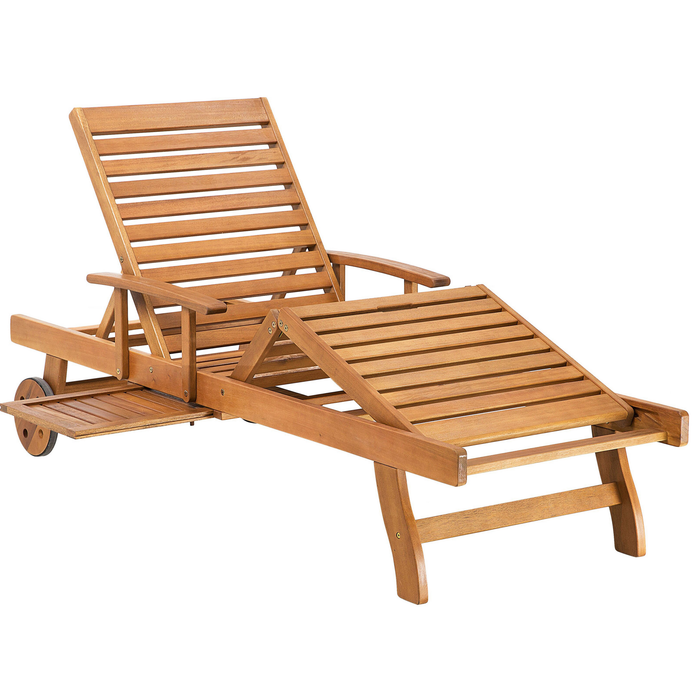 Beliani - JAVA - Strandstoel - Lichte houtkleur|Blauw - Acaciahout