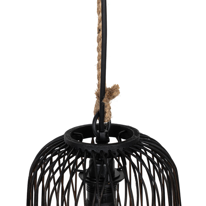 QAZQA Landelijke buiten hanglamp zwart rotan 25 cm - Calamus